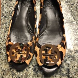 Tory Burch 1 inch wedge open toed shoes.